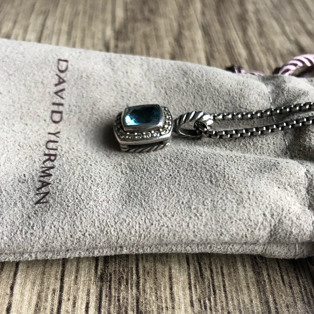 Petite Albion Necklace with Blue Topaz & Diamonds - Picture 4 of 8